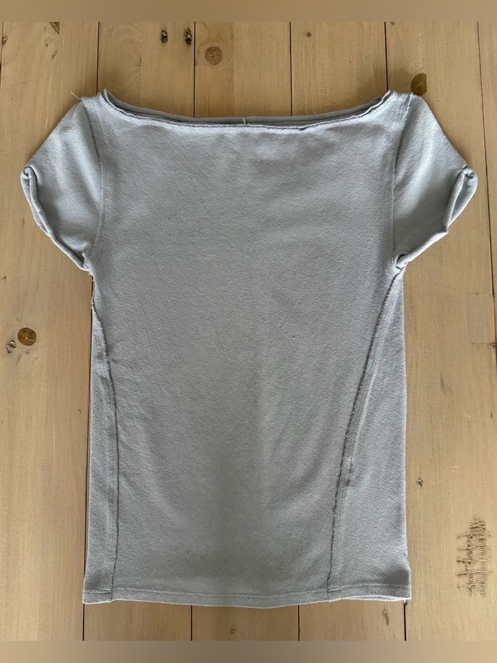 Free People Light Gray Short Sleeve Boatneck Top Size Small